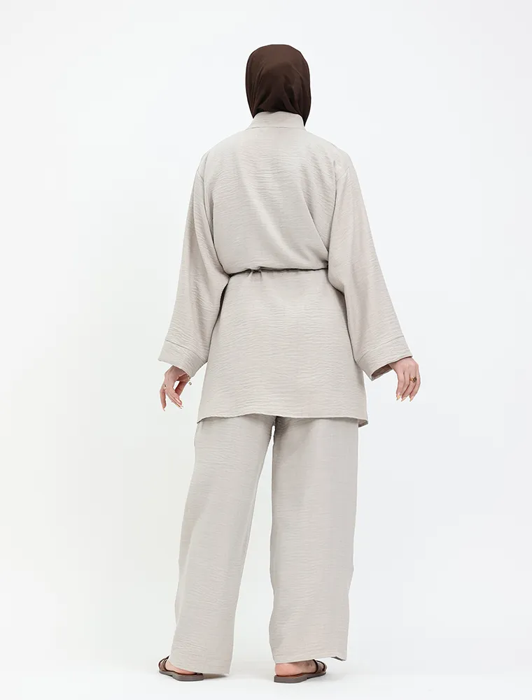 Stone Linen Feel Drawstring Co Ord Set